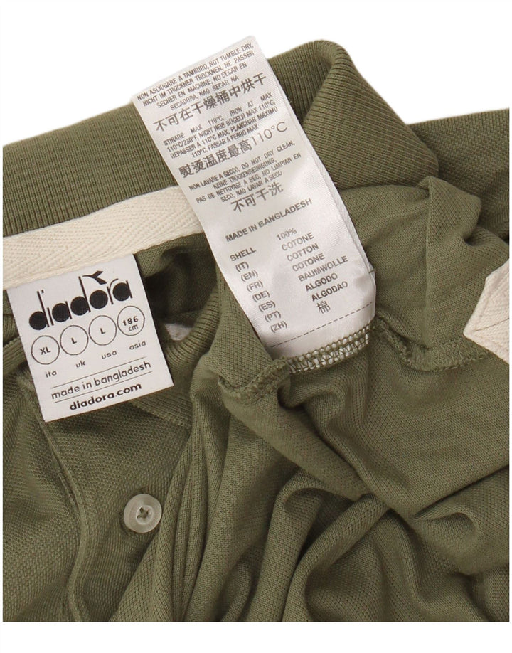 Polo Diadora Uomo Large Kaki Cotone