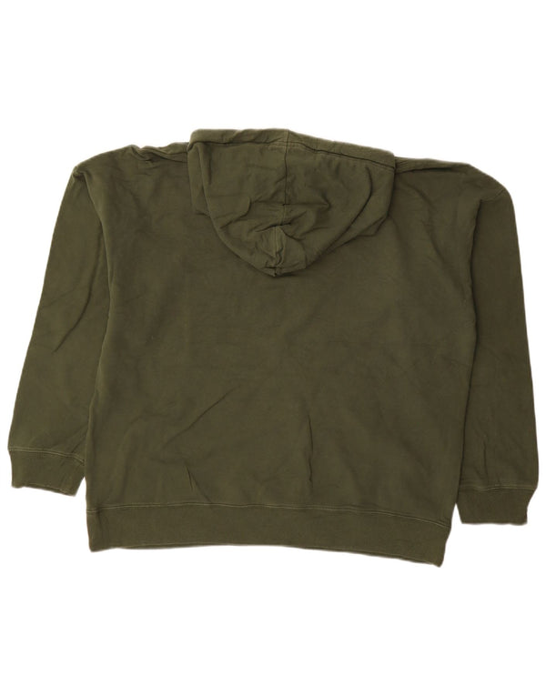 CALVIN KLEIN Womens Oversized Graphic Hoodie Jumper UK 16 Large Khaki