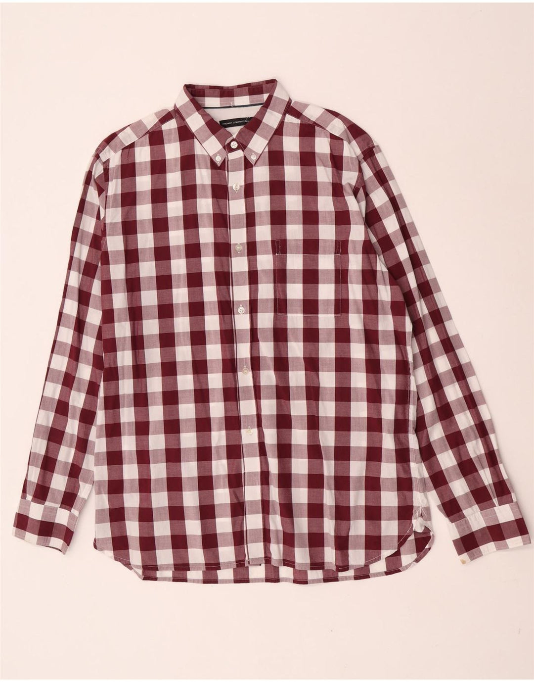 Camicia da uomo French Connection XL in cotone a quadretti bordeaux