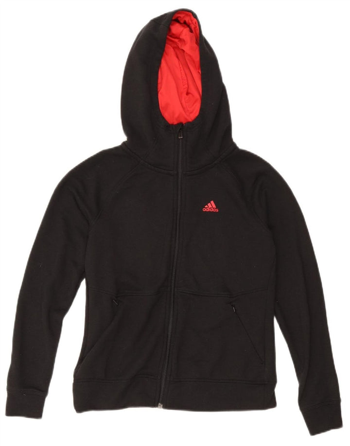 Felpa con cappuccio e zip ADIDAS da donna Climalite UK 4/6 XS poliestere nero