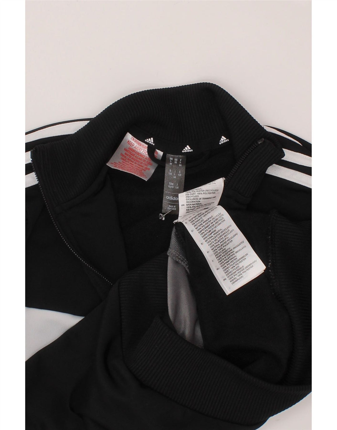 Giacca da tuta ADIDAS da ragazzo 7-8 anni in poliestere color block nero