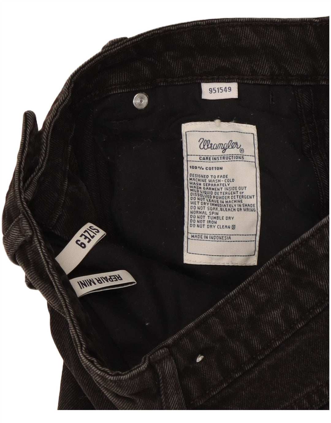 Mini gonna di jeans da donna Wrangler US 9 media W27 cotone nero