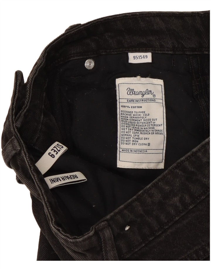 Mini gonna di jeans da donna Wrangler US 9 media W27 cotone nero