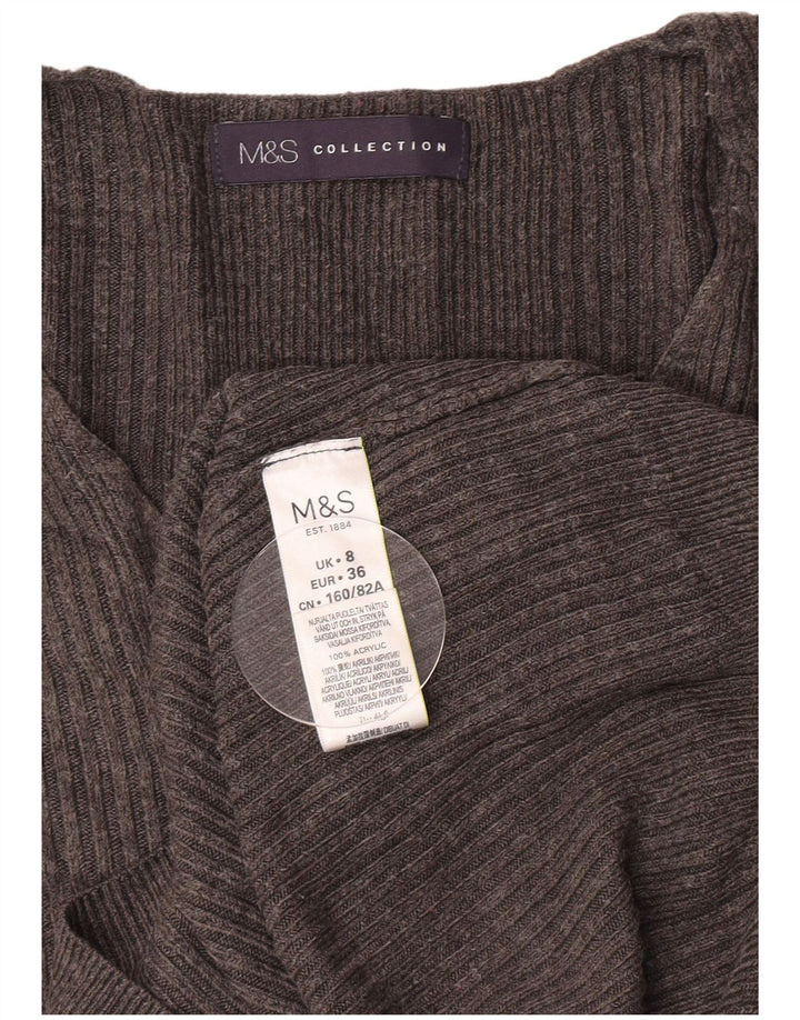 Maglione con scollo a V da donna Marks & Spencer UK 8 piccolo acrilico grigio