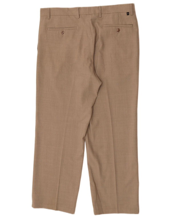 Pantaloni da abito dritti da uomo Farah W36 L29 Poliestere beige