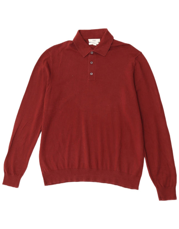 Maglione da uomo Marks & Spencer con collo alto, grande cotone bordeaux