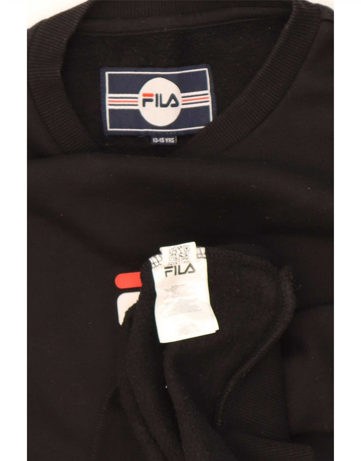 Felpa grafica per ragazzi Fila, maglione 13-14 anni, poliestere nero