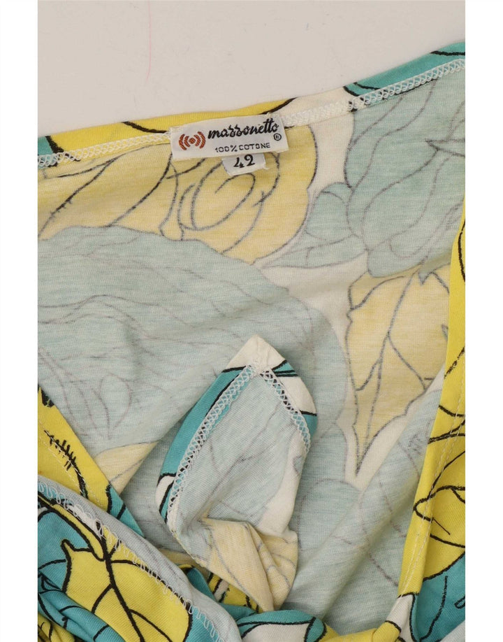 Mazzonetto Camicetta da donna con allacciatura sul davanti IT 42 Cotone floreale blu medio