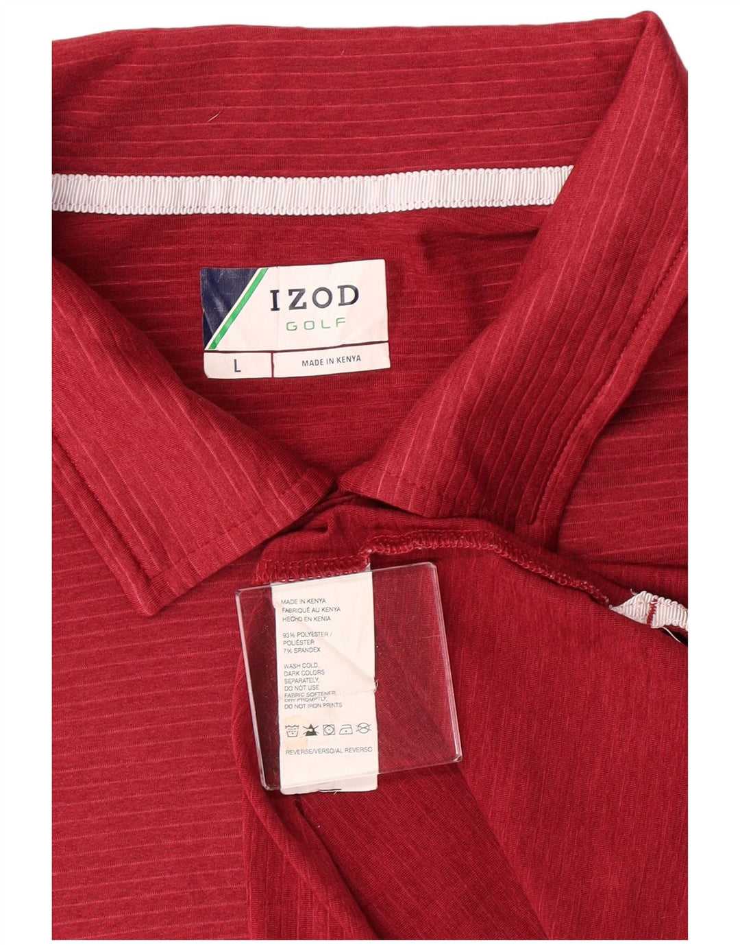 Polo da golf da uomo Izod, poliestere a righe grandi rosse