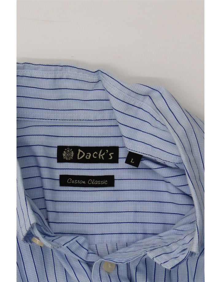 DACK'S Mens Classic Custom Fit Shirt Large Blue Pinstripe Cotton Vintage Dack's and Second-Hand Dack's from Messina Hembry 