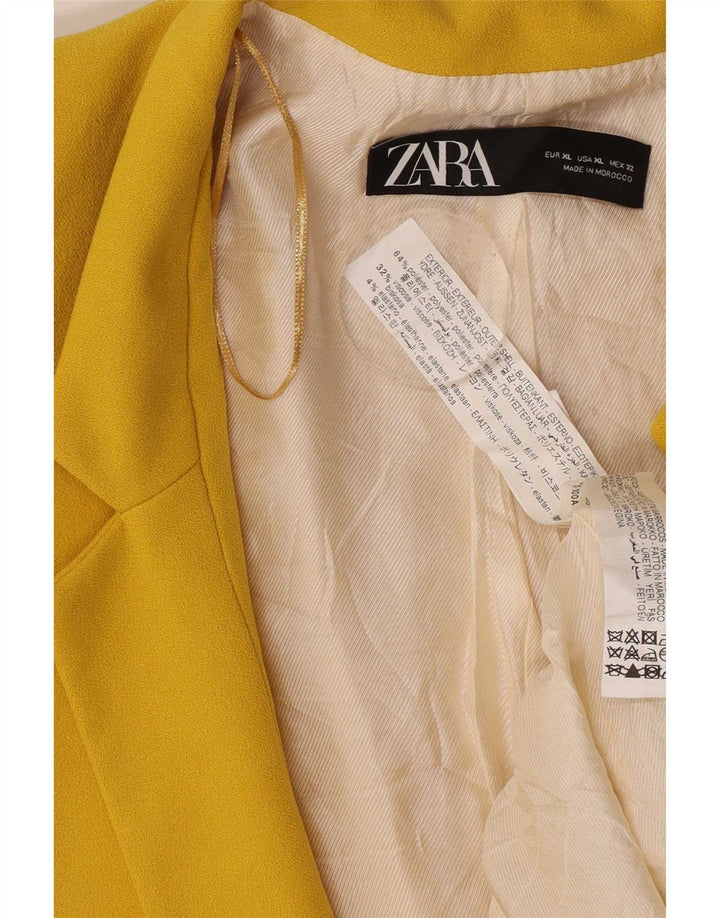 Giacca blazer lunga da donna Zara UK 18 XL poliestere giallo