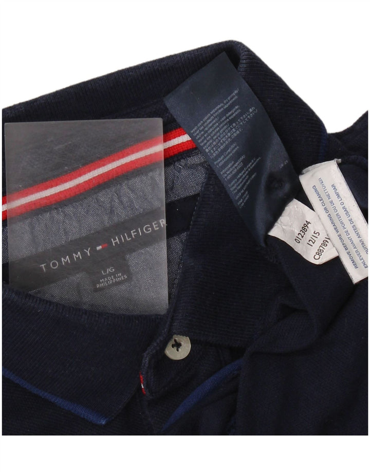Polo da uomo Tommy Hilfiger grande in cotone a righe blu navy