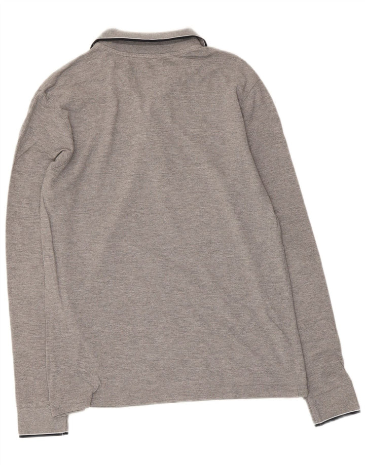 Polo KAPPA da uomo a maniche lunghe in cotone mélange grigio medio