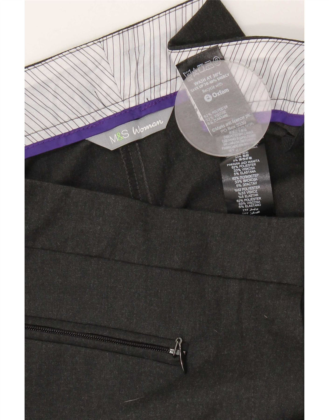 Pantaloni casual dritti da donna Marks & Spencer taglia 10 W31 L31 Grigio