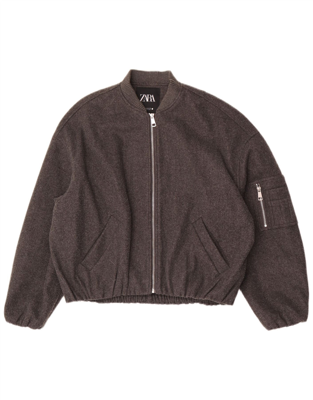 Giubbotto bomber oversize da donna Zara UK 6 2XS poliestere grigio