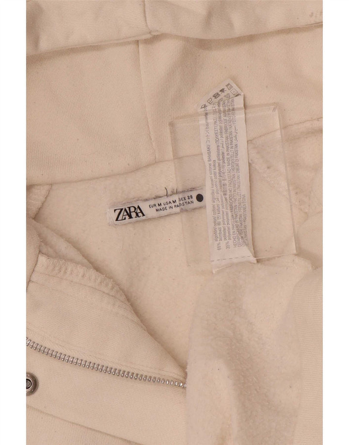 Maglione oversize con cappuccio da donna Zara UK 14 cotone bianco sporco medio