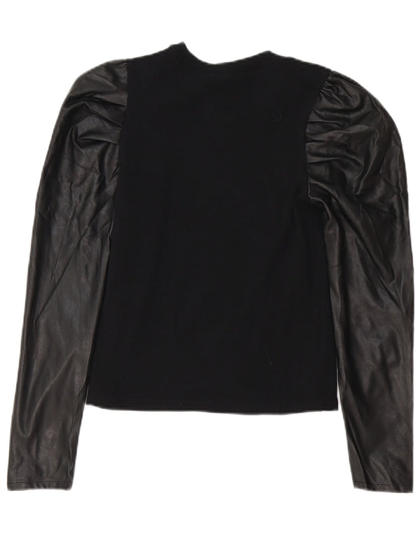Camicetta a maniche lunghe da donna Zara UK 12 poliestere nero medio