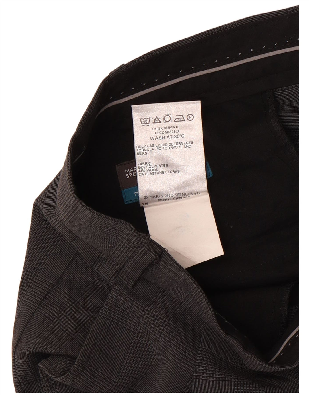 Pantaloni da abito corto sartoriale da uomo Marks & Spencer W42 L26 Blu navy