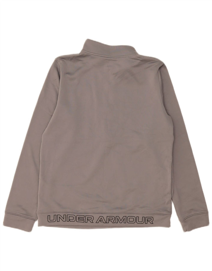 Felpa Under Armour da bambino con zip e collo, 13-14 anni, XL, in poliestere grigio