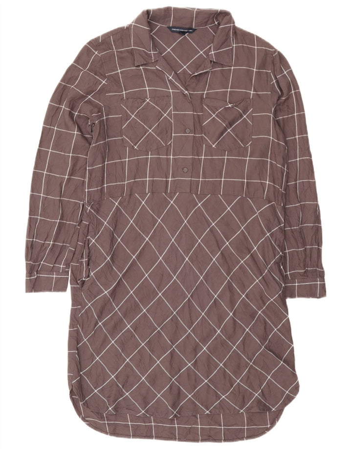 Abito a trapezio a maniche lunghe da donna French Connection UK 10 piccolo quadretto grigio