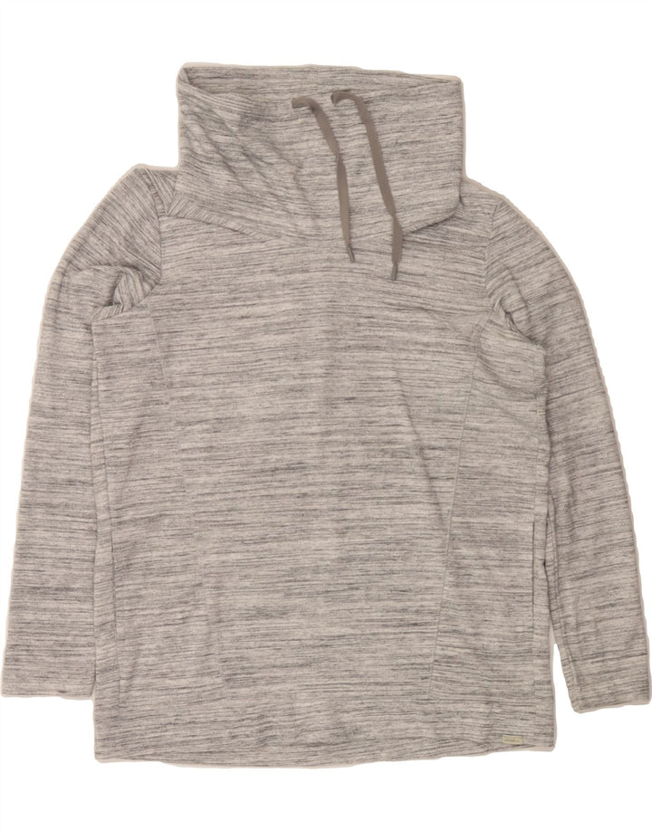 EDDIE BAUER Womens Oversized Sweatshirt Jumper UK 6 XS Grey Pinstripe Vintage Eddie Bauer and Second-Hand Eddie Bauer from Messina Hembry 