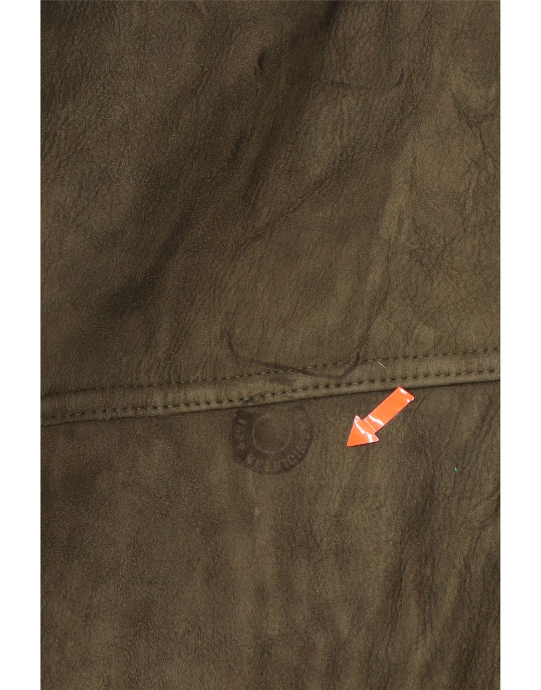 Soprabito in shearling da uomo dal taglio ampio VINTAGE UK 36 piccolo kaki