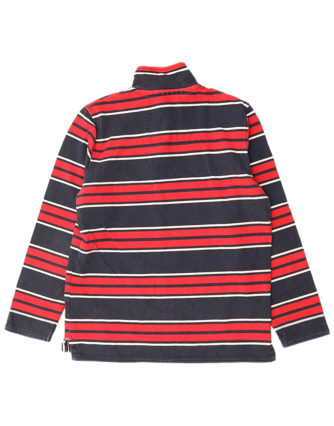 Crew Clothing Felpa da uomo con collo con zip, maglione piccolo a righe blu navy