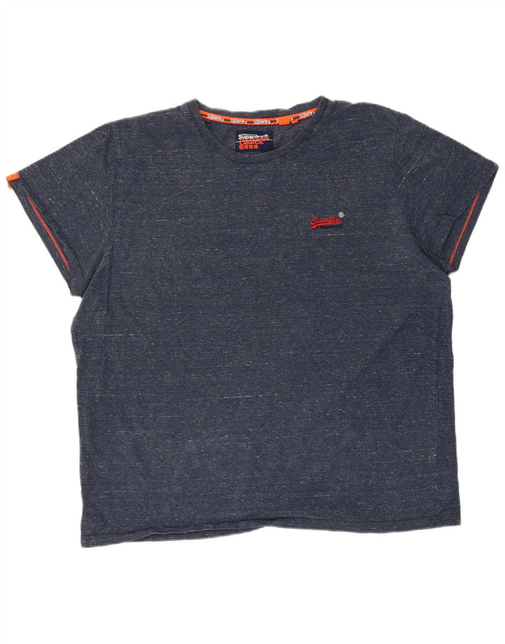 T-shirt da uomo vestibilità regolare Superdry Top 2XL cotone screziato blu navy