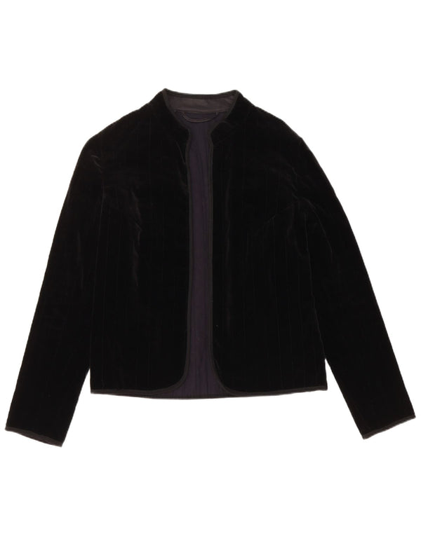 Giacca blazer in velluto aperto da donna VINTAGE UK 12 medio nero