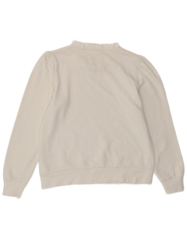CREW CLOTHING Felpa da donna Maglione UK 12 Cotone bianco medio