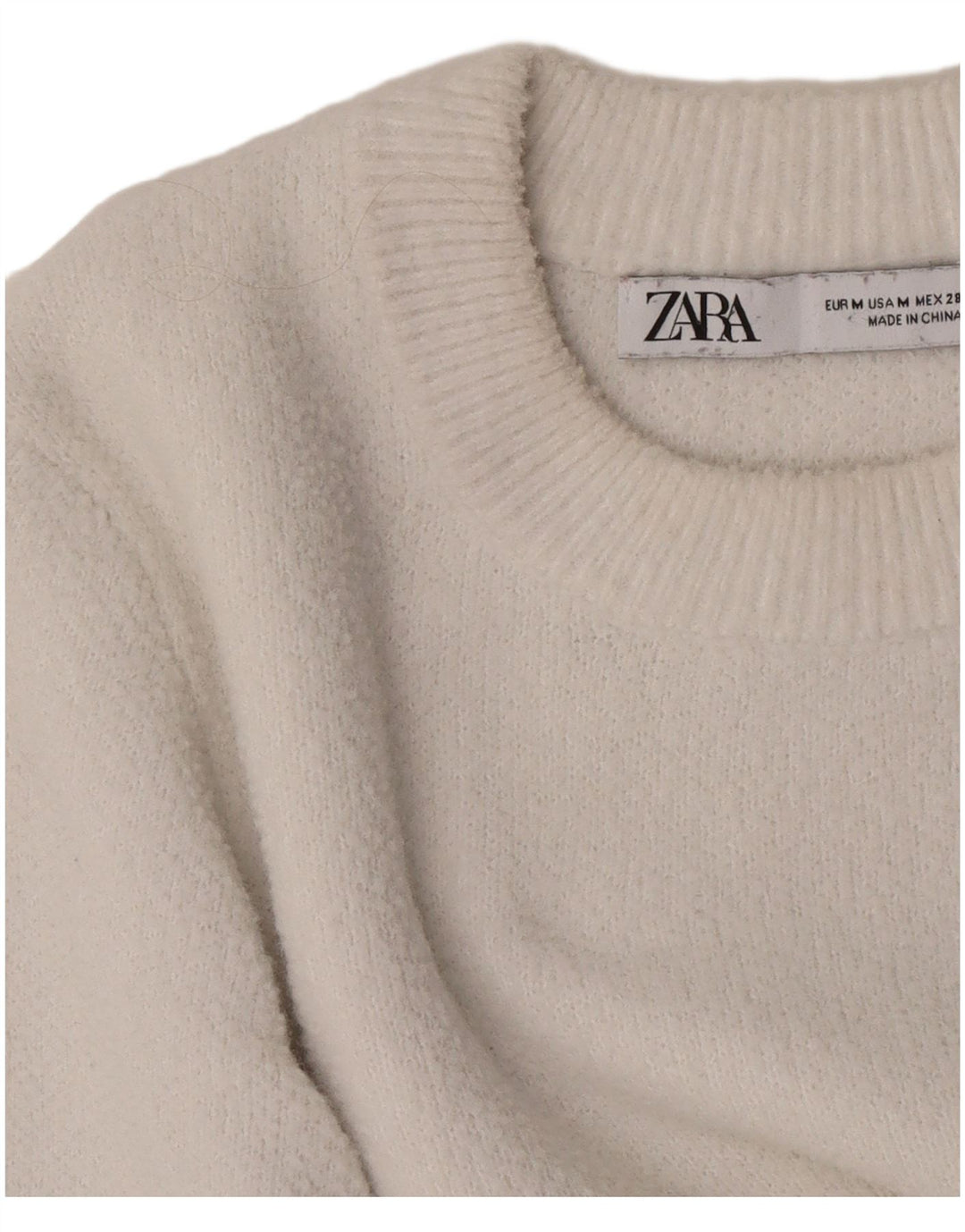 Maglione corto girocollo da donna Zara UK 12 bianco medio