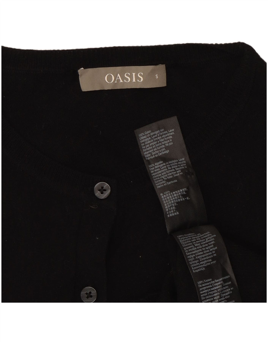 Maglione cardigan da donna Oasis UK 8 piccolo cotone nero