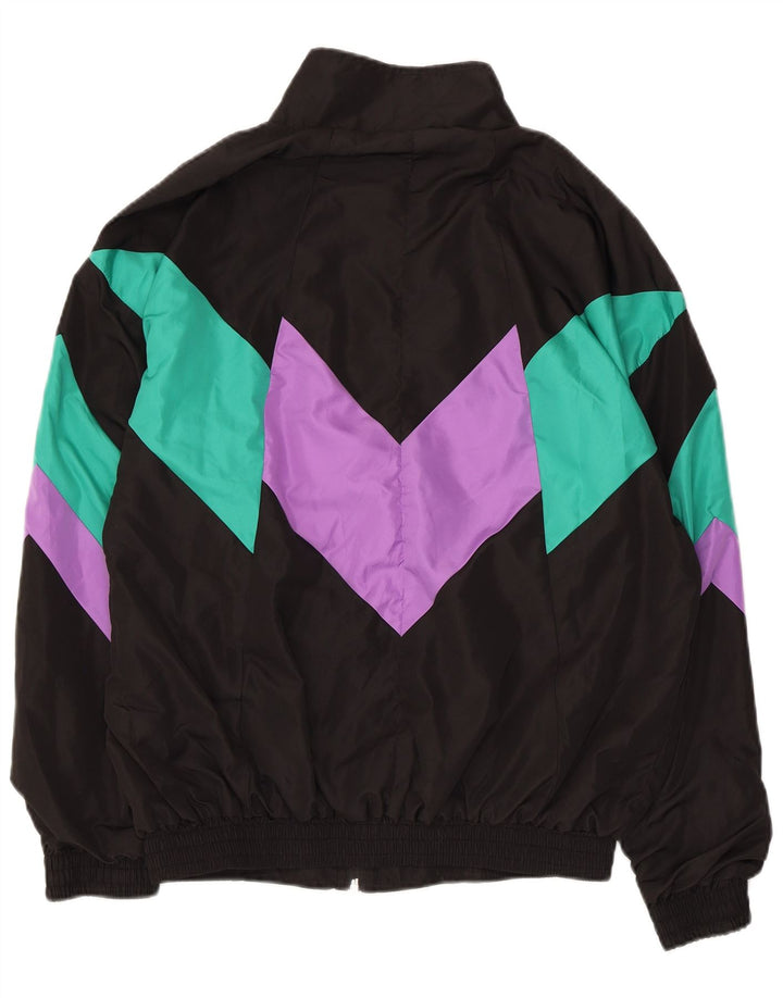 Tuta intera vintage da uomo vestibilità ampia piccola in poliestere color block nero