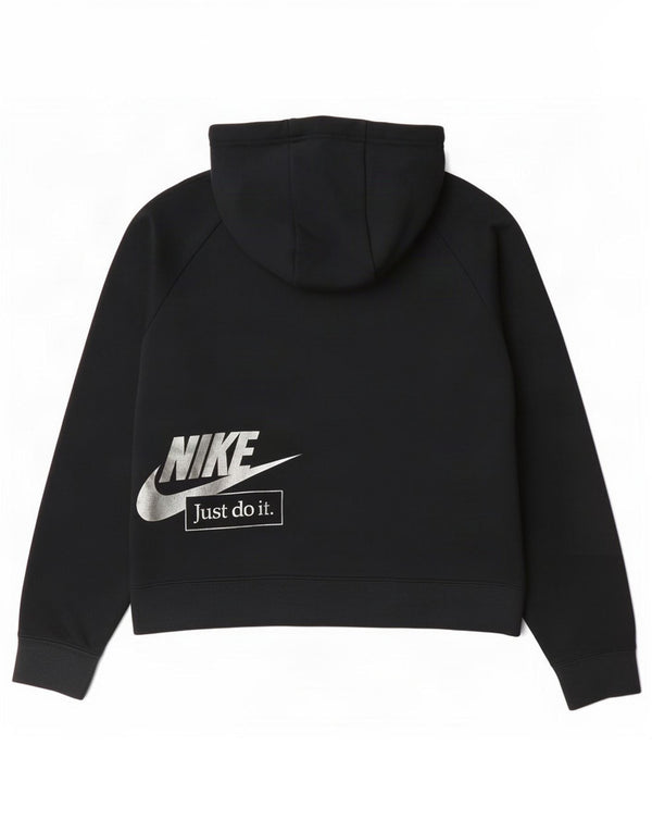 Felpa con cappuccio e zip grafica corta oversize da donna Nike UK 6 XS cotone grigio