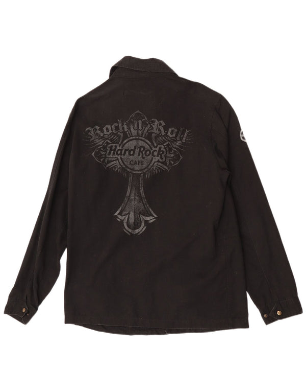 Giacca militare grafica da uomo Hard Rock Cafe UK 38 cotone nero medio