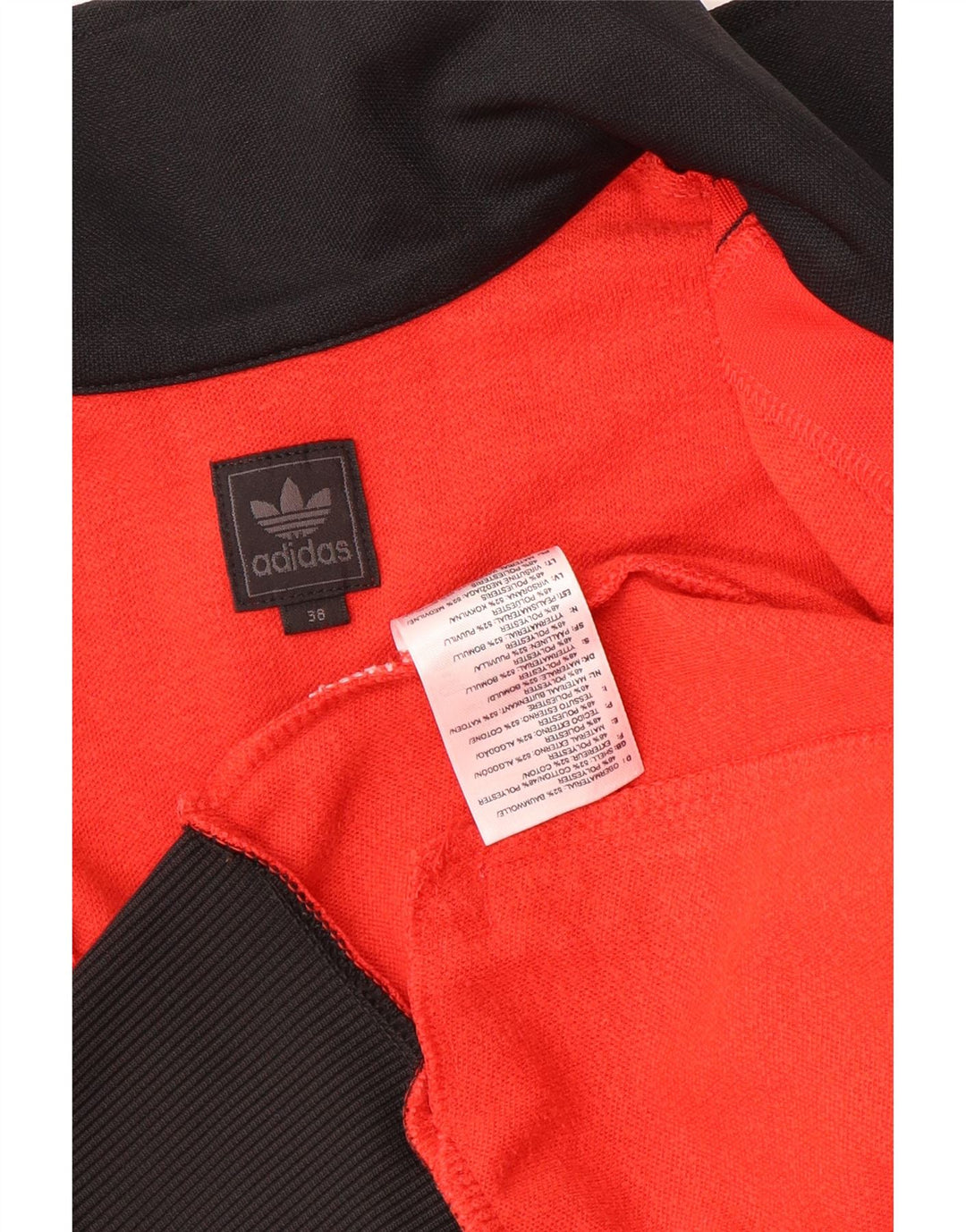 Giacca da tuta da donna Adidas EU 38 cotone color block rosso medio