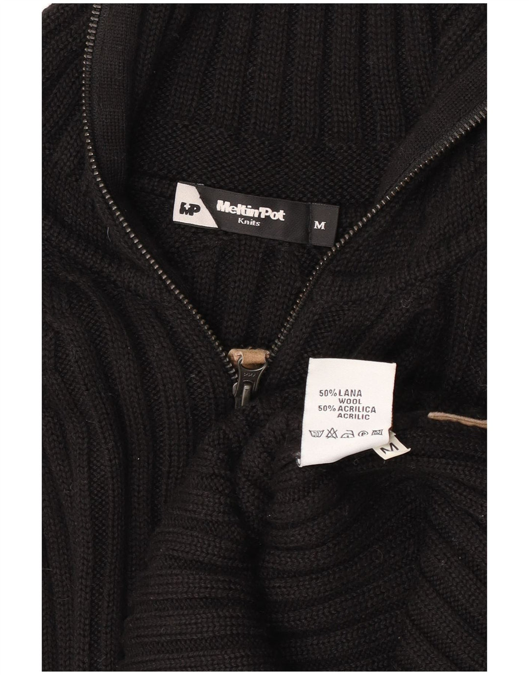 Maglione cardigan da uomo Meltin' Pot in lana nera media
