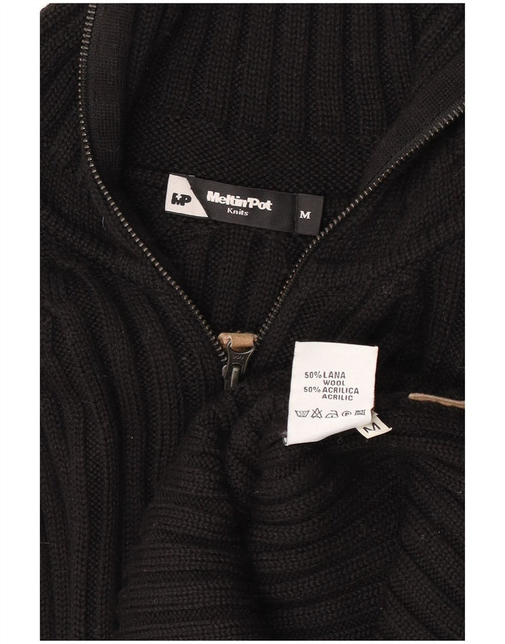 Maglione cardigan da uomo Meltin' Pot in lana nera media