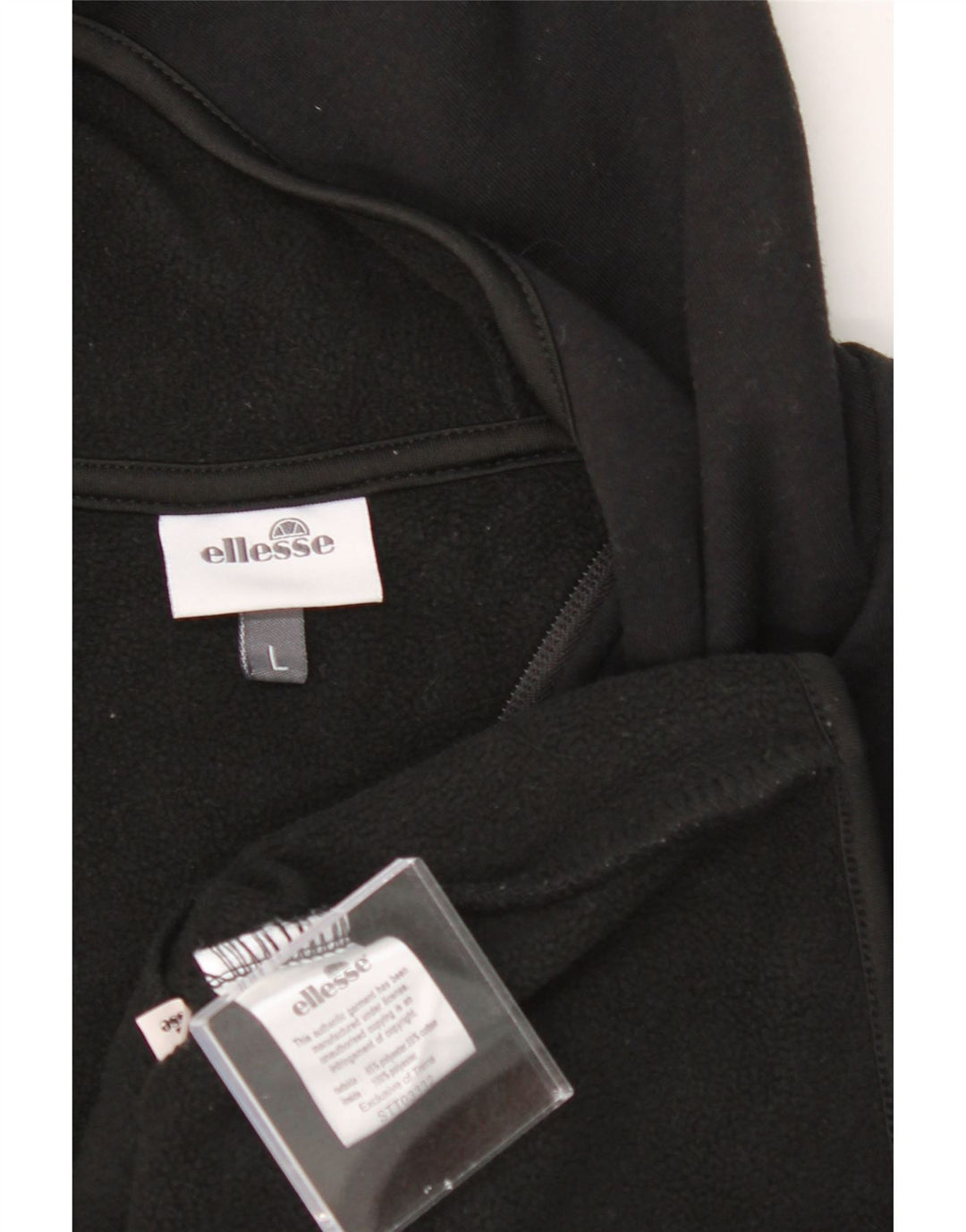 ELLESSE Womens Zip Hoodie Sweater UK 16 Large Black Polyester Vintage Ellesse and Second-Hand Ellesse from Messina Hembry 