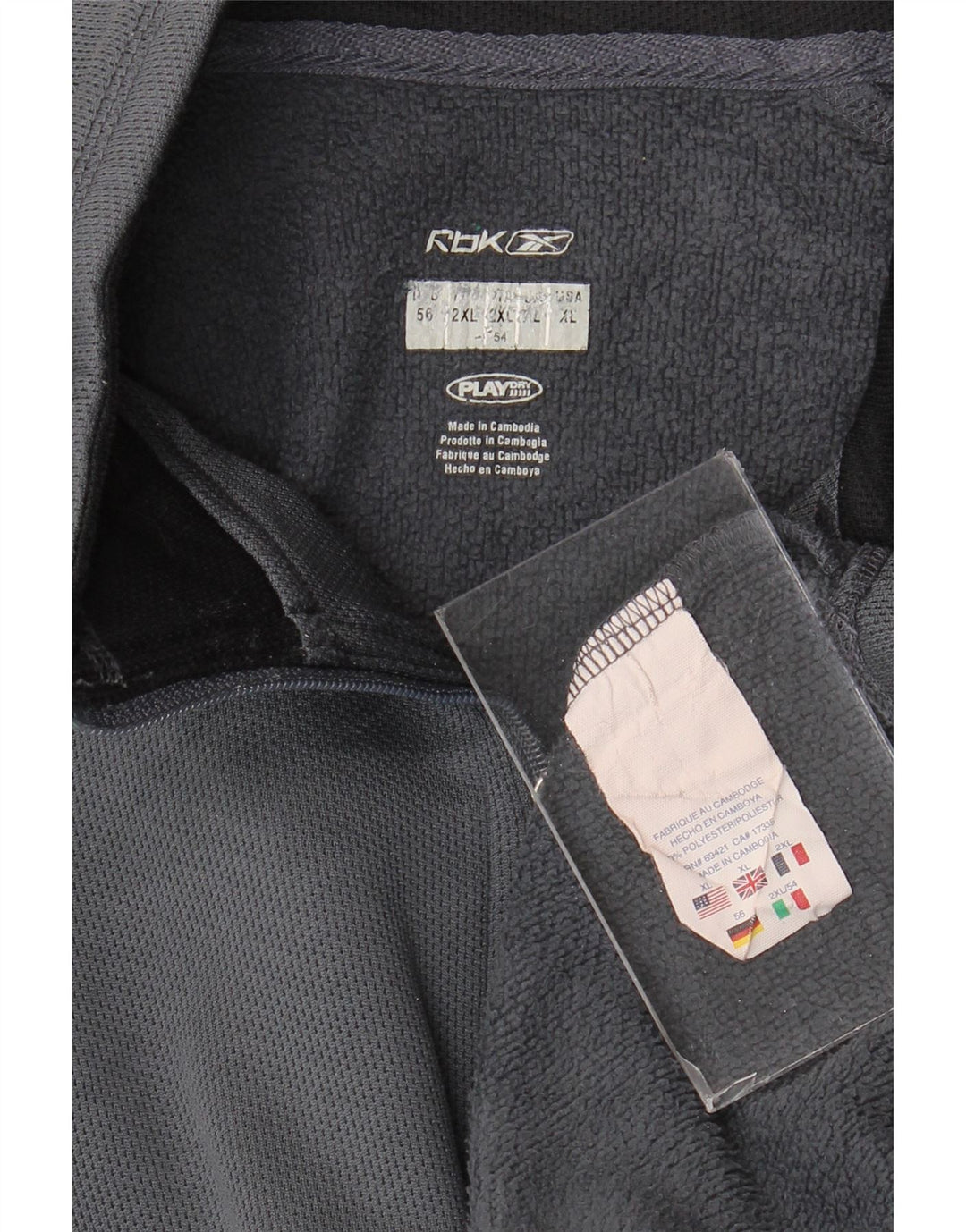 Felpa Reebok da uomo con zip e collo, 2XL, poliestere color block grigio