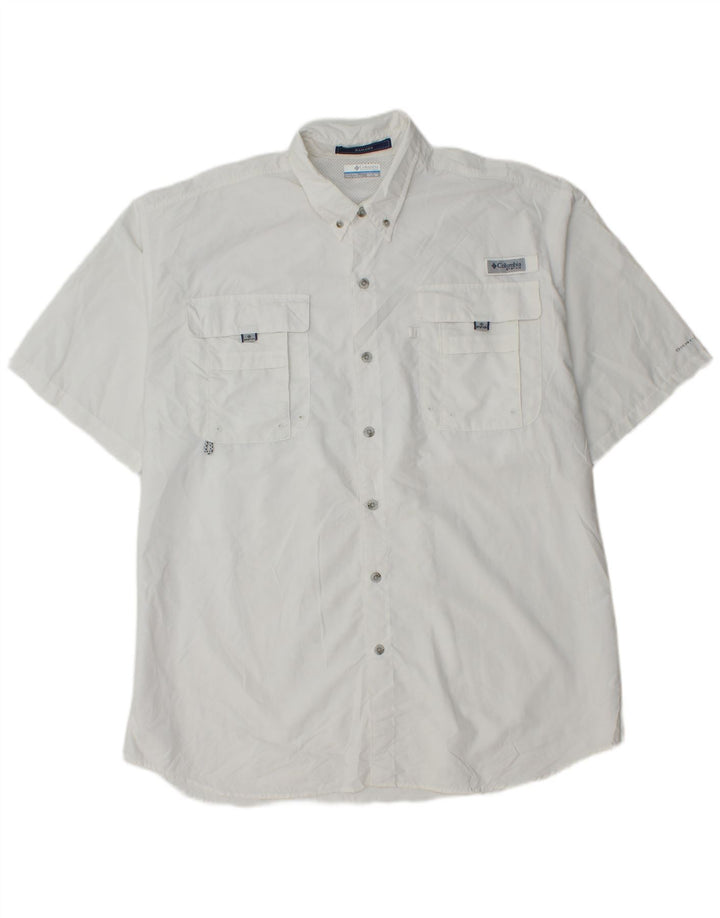 Camicia a maniche corte alta da uomo Columbia XL poliestere bianco