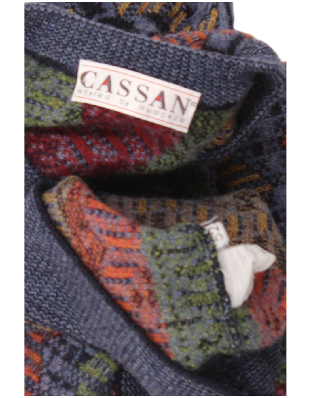 CASSAN Maglione da uomo con scollo a barca IT 52 Grande lana Chevron blu navy