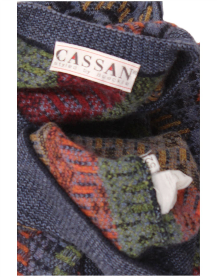 CASSAN Maglione da uomo con scollo a barca IT 52 Grande lana Chevron blu navy