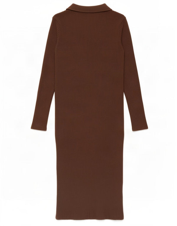Abito maglione a maniche lunghe da donna Zara UK 12 in cotone marrone medio