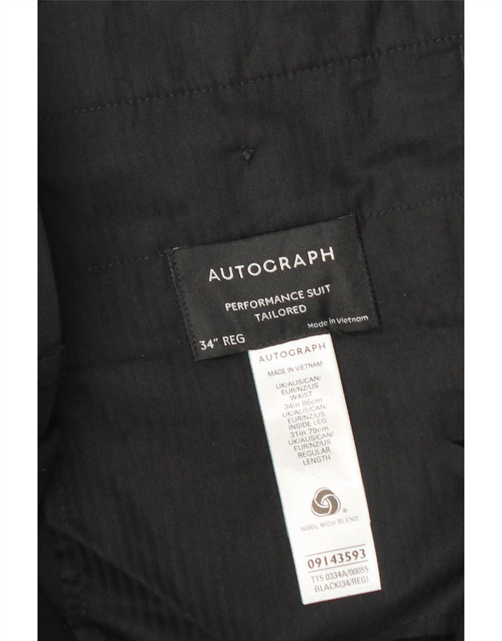 Pantaloni da abito slim autografi da uomo Marks & Spencer W34 L31 lana nera