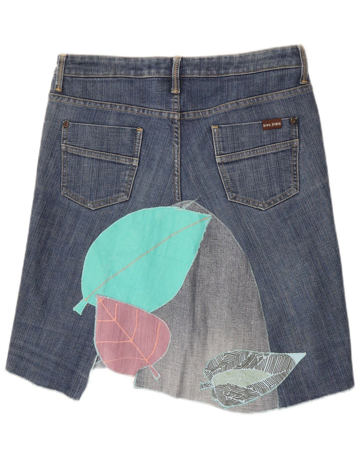 Gonna in denim con grafica asimmetrica da donna Mango EU 40 medio W30 cotone blu