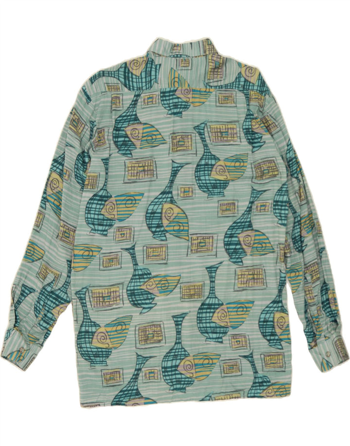 ANGELO LITRICO Mens Graphic Shirt Small Green Viscose Vintage Angelo Litrico and Second-Hand Angelo Litrico from Messina Hembry 