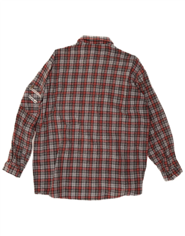 Camicia vintage da uomo in flanella a quadri rossi grandi