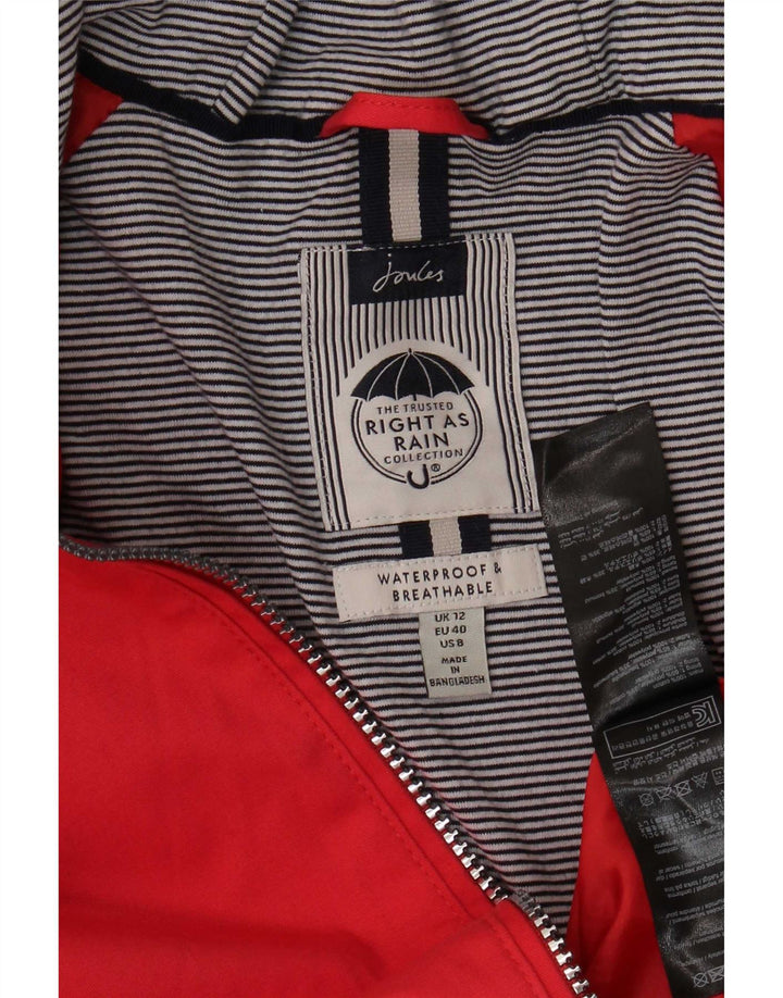 Giacca antipioggia con cappuccio da donna Joules UK 12 rosso medio in cotone