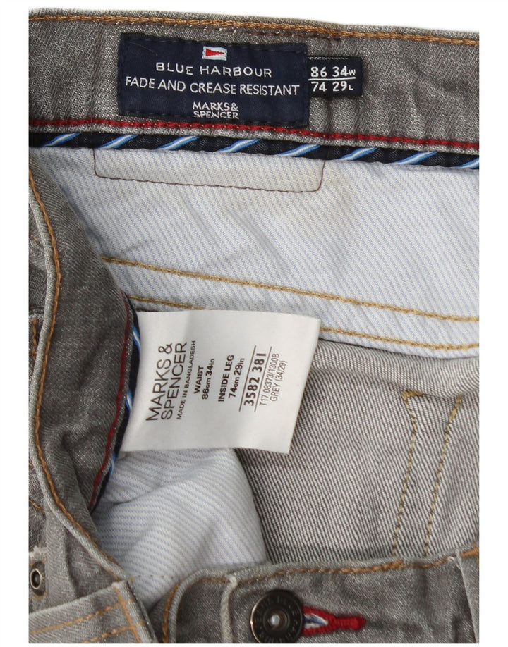 Jeans dritti Marks & Spencer da uomo blu Harbour W34 L29 cotone grigio